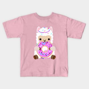 Sheep Eating a Donut, Cute Sheep, Kawaii Kids T-Shirt